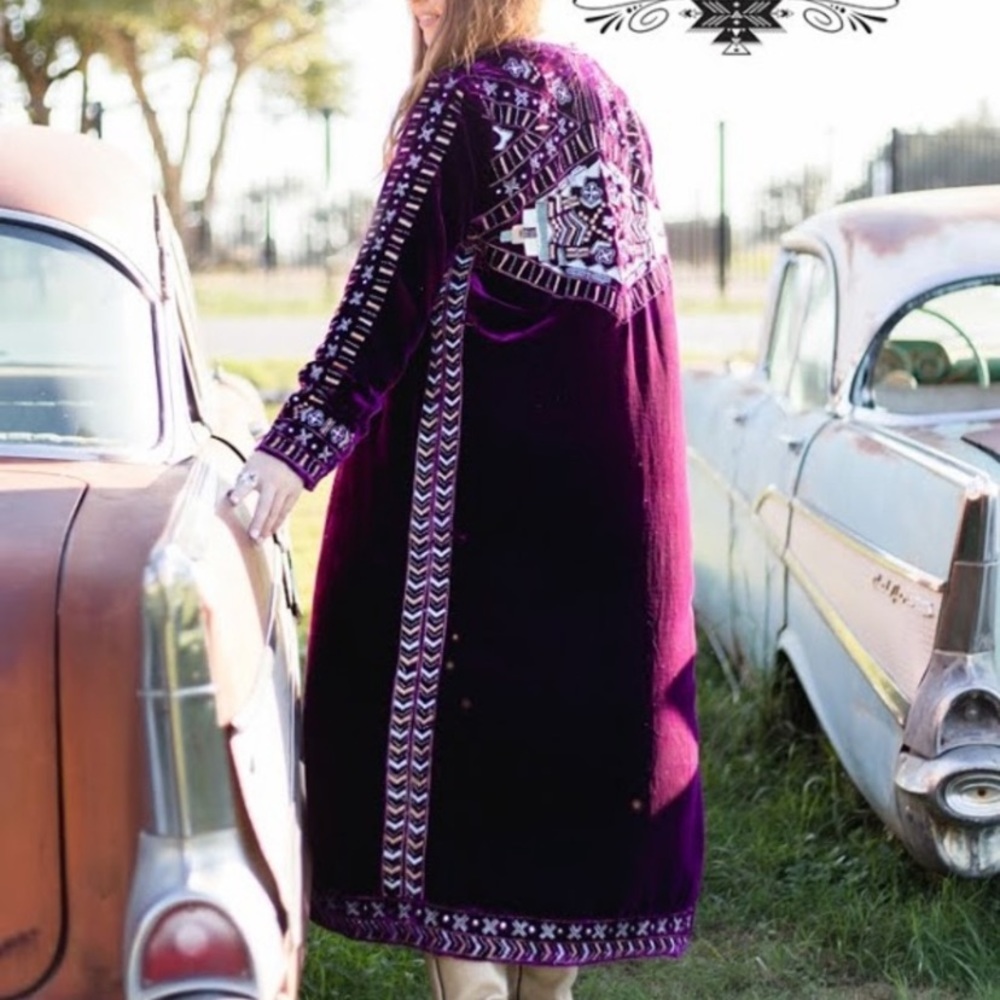 Crushed Velvet Purple Duster